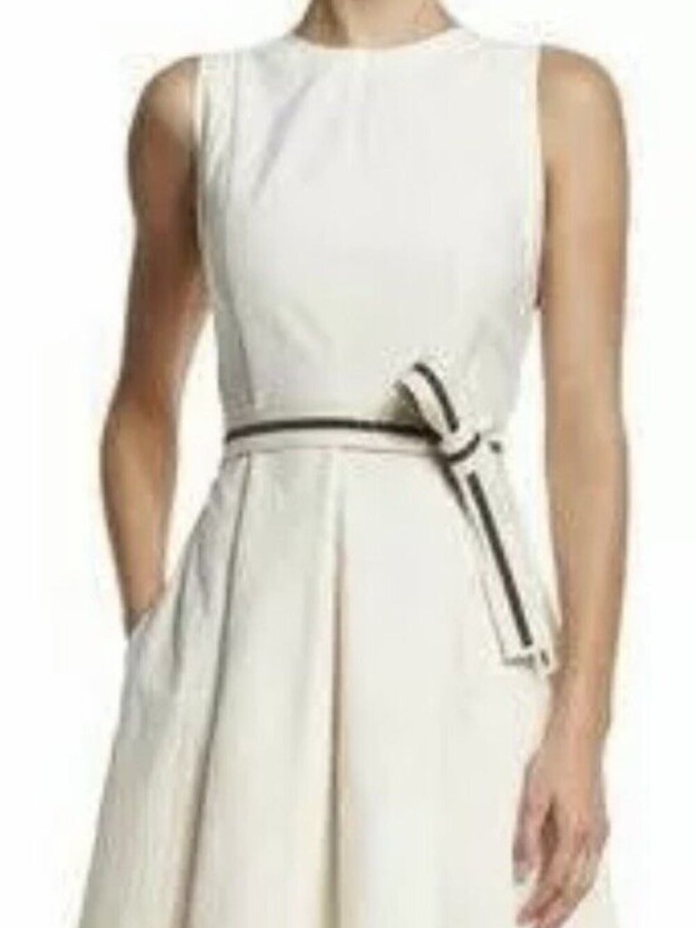$3995 BRUNELLO CUCINELLI COTTON BLEND IVORY DRESS WITH MONILI BELT SIZE M - Picture 5 of 14